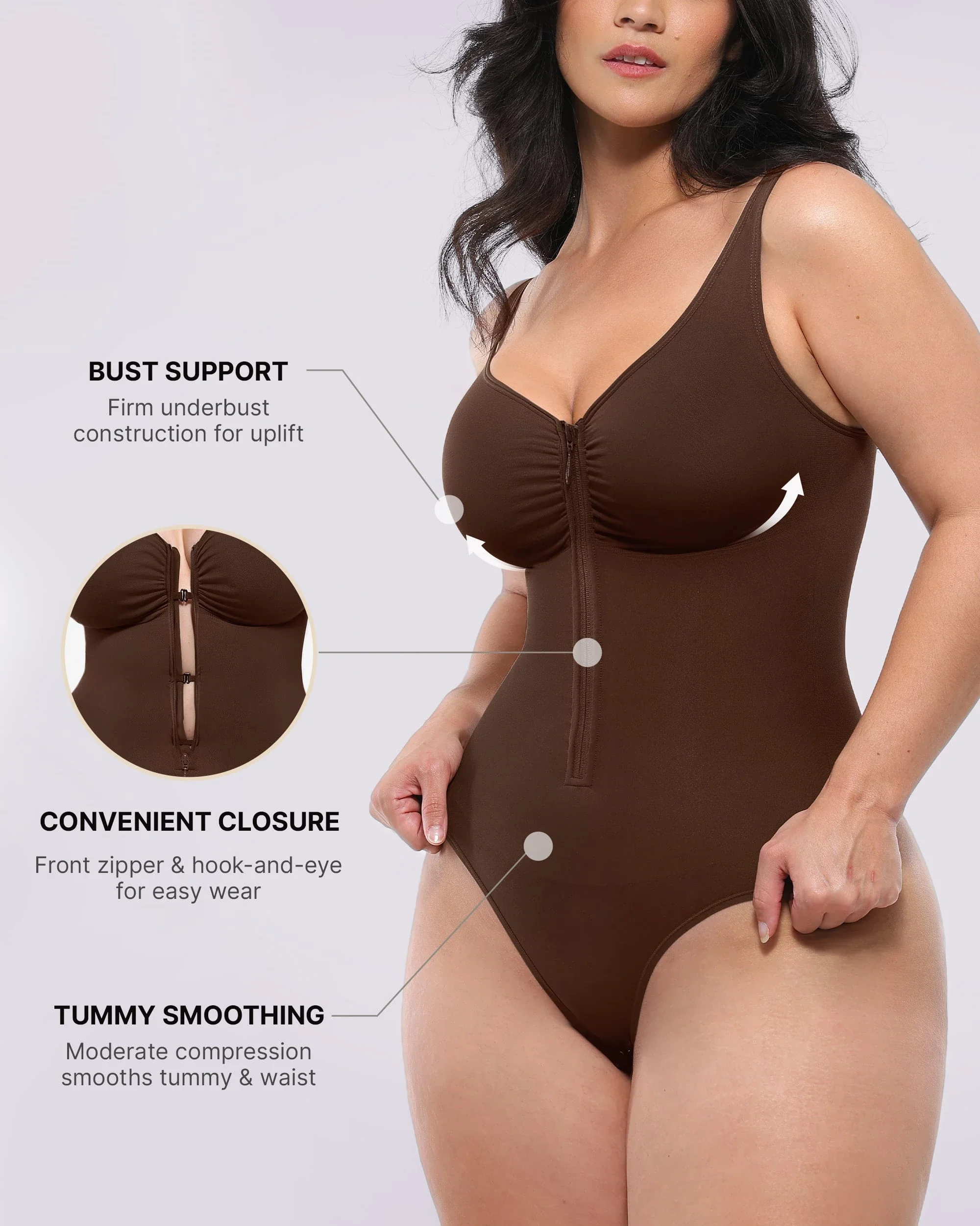Bare Essentials™ Skin Flow Zipper Front Thong Bodysuit - Image 3
