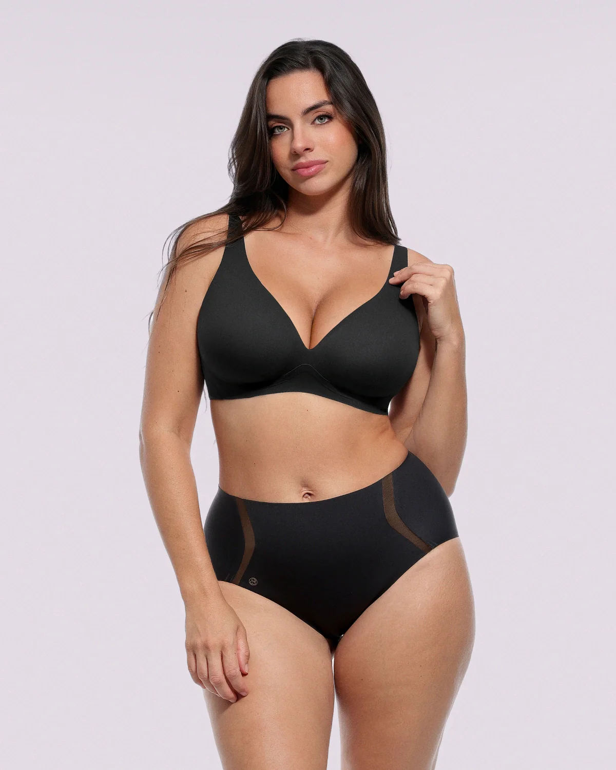 Curve Code™ LYCRA®FitSense™ Wireless V-Neck Bra + Brief - Image 2