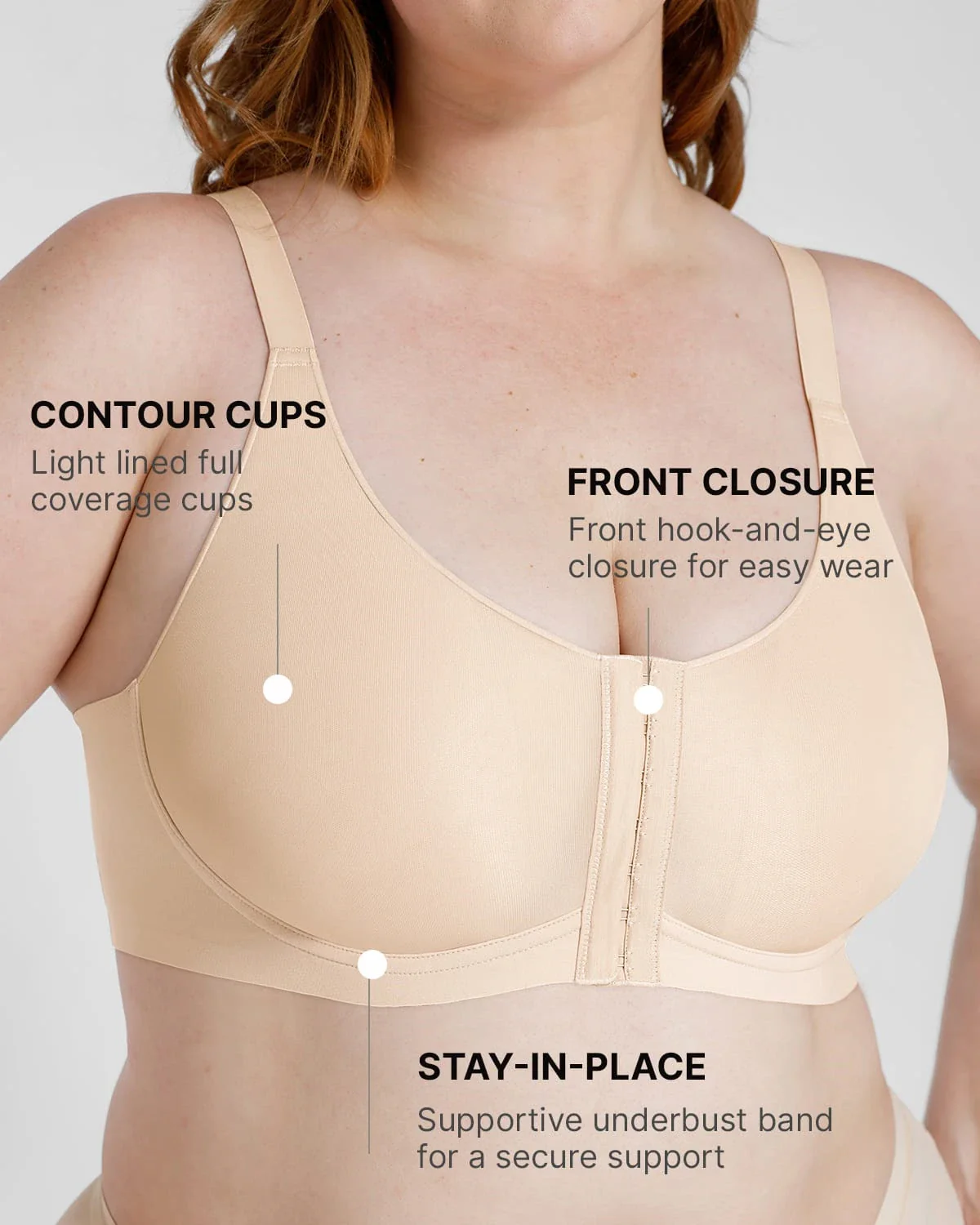 Bare Essentials™ Cream Touch™ Wireless Front-Hook Back Smooth Bra - Image 12